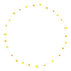 秋色なイチョウとドットの丸い飾り枠
