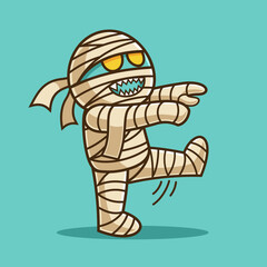 Scary Walking Mummy Cartoon Character