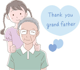 おじいちゃんの肩たたきをする孫