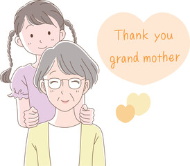 おばあちゃんの肩たたきをする孫