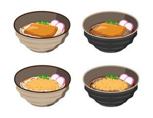 きつねうどん・きつねそば・たぬきうどん・たぬきそばのセット