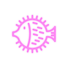 puffer fish neon icon