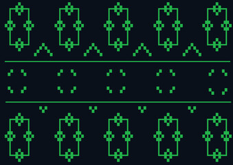 abstract fabric pattern Tribal zigzag pattern in green and black color