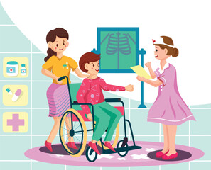  Nurse Reading X-ray Results To Patient.