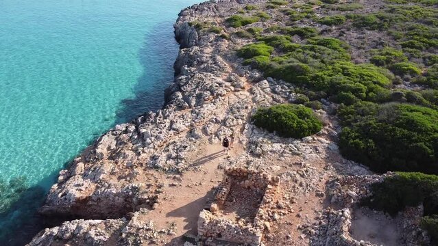 flight over the beach of cala varques
