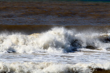 Storm on the Mediterranean Sea in northern Israel.
