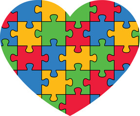 Autism awareness jigsaw heart