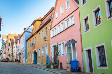 Colorful city village architecture of Rothenburg ob der Tauber in Germany