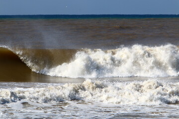 Storm on the Mediterranean Sea in northern Israel.