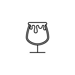 snifter glass icon with overfilled with water on white background. simple, line, silhouette and clean style. black and white. suitable for symbol, sign, icon or logo