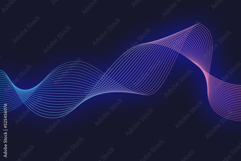 Poster blue technology background dynamic waves abstract with neon flowing lines speed motion blur over dar