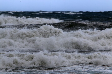 Storm on the Mediterranean Sea in northern Israel.