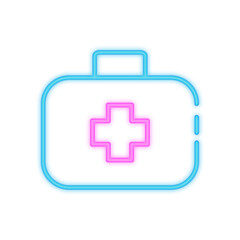 first aid kit neon icon