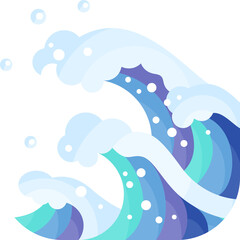 sea wave flat glossy icon