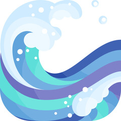 sea wave flat glossy icon