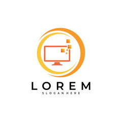 computer logo vector design template