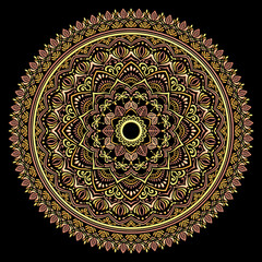 マンダラアート(立体的、暖色、幾何学模様)