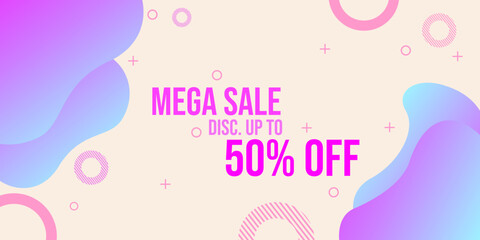 beautiful and elegant banner for discount advertising. pink gradient background