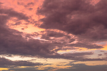 Pink and orange storm clouds sunset sky sample
