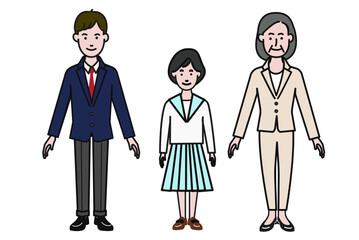 家族の多様性を表現したイラスト