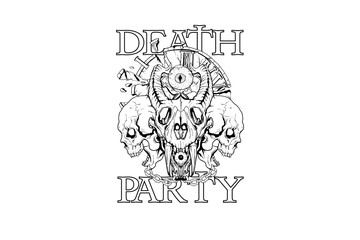 Demon skull with horns. Vector illustration.