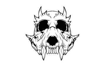Demon skull with horns. Vector illustration.