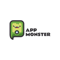 Fototapeta premium Vector Logo Illustration App Monster Mascot Cartoon Style.