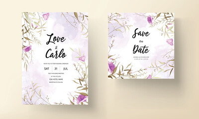 Naklejka na ściany i meble elegant hand drawn small floral wedding invitation card