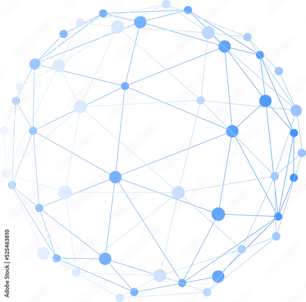 Fototapete Network connected with line dot background, Digital network technology. Isolated transparency background