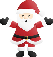 Santa Claus smile character with xmas and happy new year. Isolated transparent background.