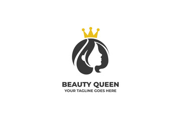 Beauty Queen Silhouette Logo Template