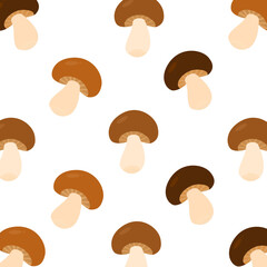 Mushroom seamless pattern. Texture design for textile, wrapping paper. Vector illustration isolated on white background Acid print for t-shirt and food packaging 
