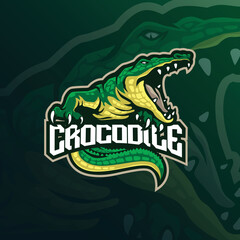 crocodile mascot logo design vector with modern illustration concept style for badge, emblem and t shirt printing. angry crocodile illustration.