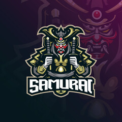 Fototapeta na wymiar samurai mascot logo design vector with modern illustration concept style for badge, emblem and t shirt printing. samurai illustration for sport and esport team.