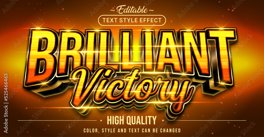 Poster editable text style effect - brilliant victory text style theme.