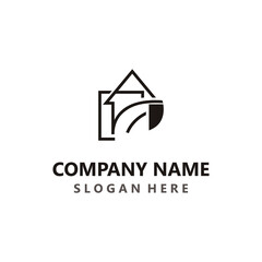 Green home logo friendly creative ecology simple design template