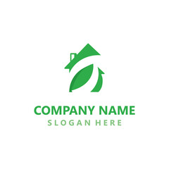 Green home logo friendly creative ecology simple design template