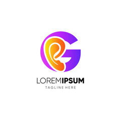 Fototapeta premium Letter G Human Ear Logo Design Vector Icon Graphic Emblem Illustration 