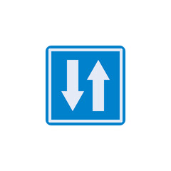 Two way road sign flat icon