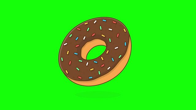 Donut On Green Screen Background. Chocolate Donut