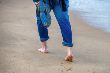 barefoot walk on the beach