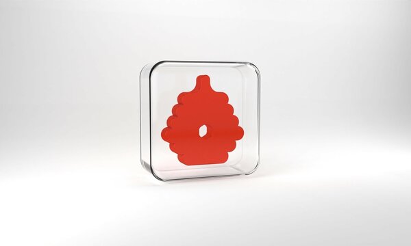 Red Hive for bees icon isolated on grey background. Beehive symbol. Apiary and beekeeping. Sweet natural food. Glass square button. 3d illustration 3D render