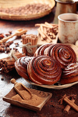 Freshly baked cinnamon buns.