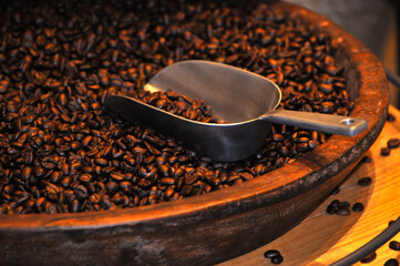 coffee beans in a scroop