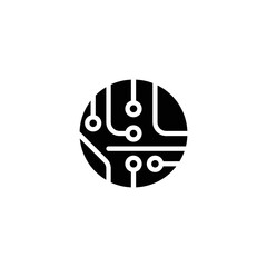 Circuit board icon. Simple solid style. Tech, microchip, circle, hardware, technology concept. Glyph vector illustration isolated on white background. EPS 10.