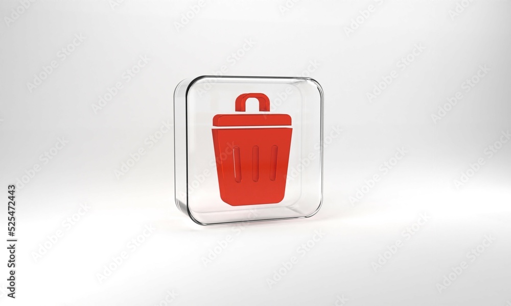 Poster red trash can icon isolated on grey background. garbage bin sign. recycle basket icon. office trash 