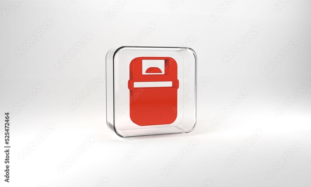 Poster red trash can icon isolated on grey background. garbage bin sign. recycle basket icon. office trash 