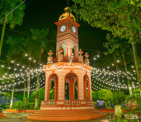 kiosk illuminated at night