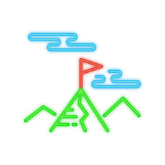 mountain flag neon icon