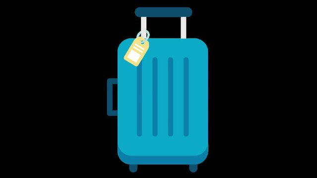 Animated blue suitcase designed in flat icon style.